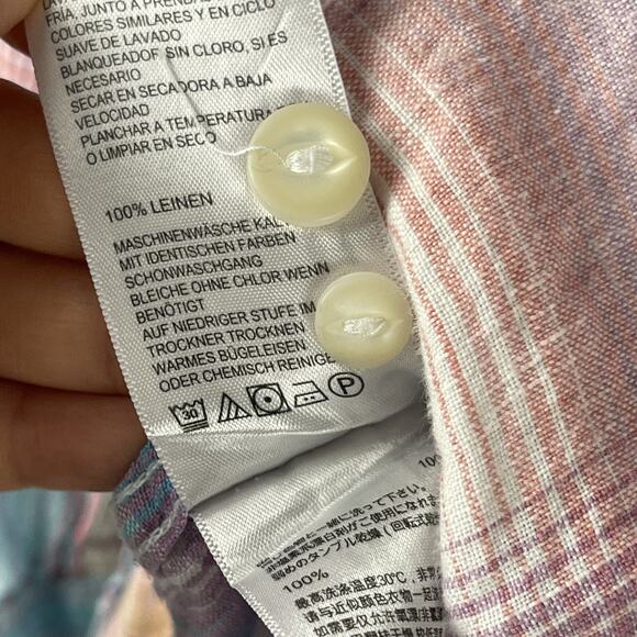 Tommy Bahama Linen Shirt Mens XXL 2XL Plaid Long Sleeve Button Up Beach Ombre - Picture 7 of 15